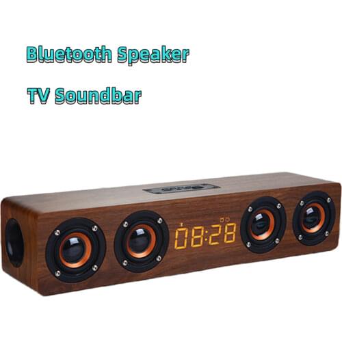 20W Wooden Bluetooth Speaker 4 Speakers Sound Bar TV Echo Wall Home Theater Sound System HIFI Sound Quality Soundbox for PC/TV