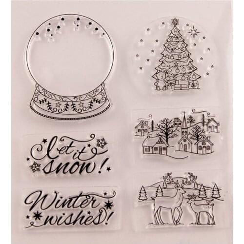Crystal Ball Deer House Christmas Tree Transparent Clear Stamps / Silicone Seals for DIY Scrapbooking Photo Album/Card Making