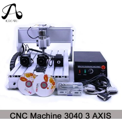 Icroato Milling Machine 200W 3 AXIS CNC 3040 Z-DQ Router Engraving Drilling 3040T Engraver Milling Wood Cutting Machine