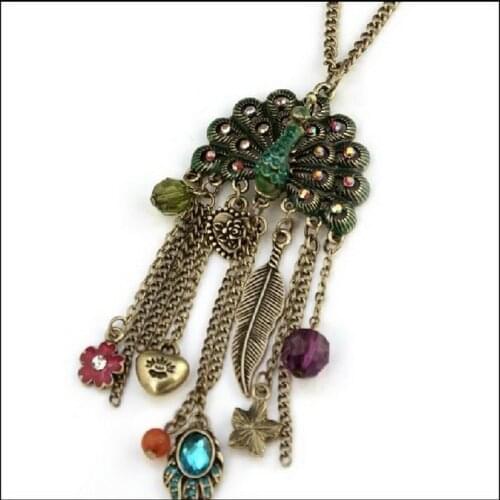 Iutopian Vintage Peacock Pendant Necklace #DX071