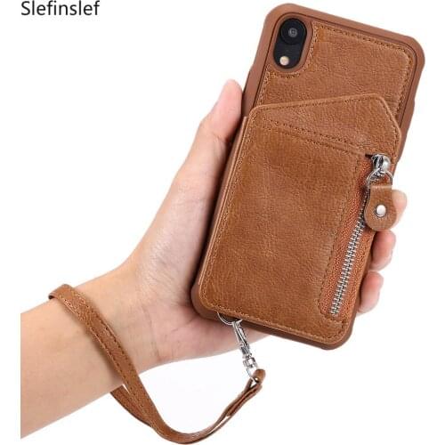 Leather Double buckle zipper wallet and card photo frame holster cases For iPhone 5S SE 6 6s 7 8 plus X XS XR XSMax