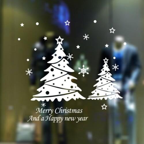 Creative Merry Christmas Tree Window Stickers removable glass wall Xmas wall sticker supply Home Decoration