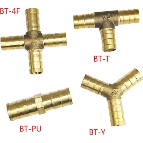 Brass Pipe Fittings Barb Joint 2 3 4 Way Straight Cross Y Three-Way Gas Water Pipe Fitting Joint 4mm6mm8mm10mm12mm16mm Connector