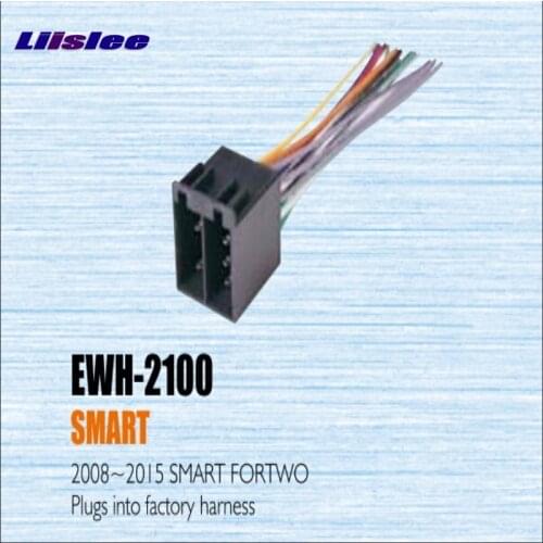 Liislee Plugs Into Factory Harness For Smart 2008~2013 Radio Power Wire Adapter/Aftermarket Stereo Cable/Male DIN To ISO