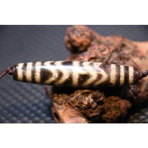 Treasure Magic Power Tibetan Old Agate Cinnabar water wave dZi Bead Amulet Timestown UPD22