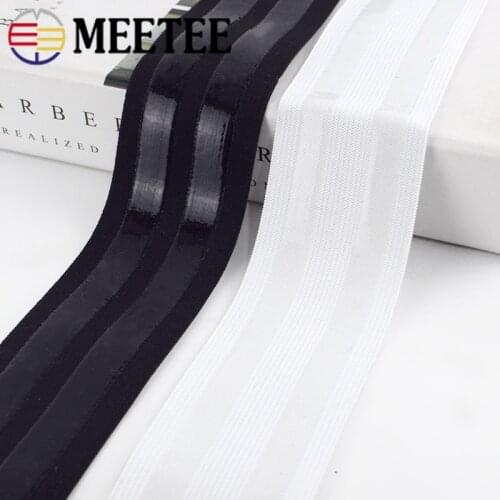 Meetee 2/4Meters 5cm Black White Nylon Polyester Non-slip Silicone Elastic Band DIY Clothes Sewing Pants Belt Stretch Band EB038