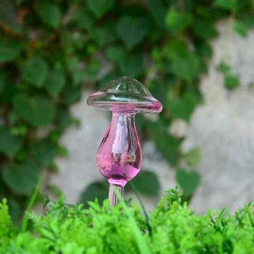 Plant Waterer Self Watering Globes, Bird Shape Hand Blown Clear Glass Aqua Bulbs Plant Watering Bulbs, Bird/Mushroom Design Hand
