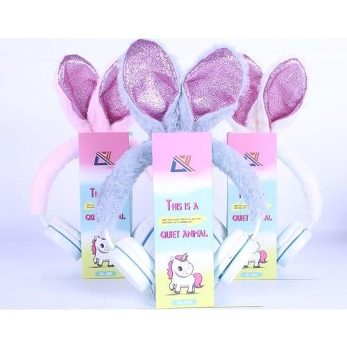Cute Rabbit Ear Headphone Kids Stereo Headphones Music Earphone Headset for Boys&Girls with 3.5mm Jack for Smartphone PC Bithday
