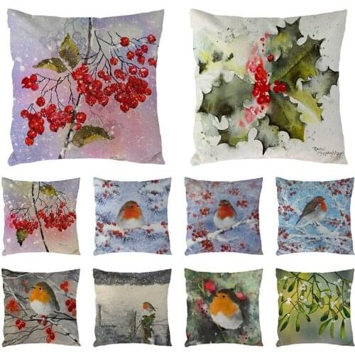Custom Sofa Covers Oil Painting Flower Bird Lumbar Pillow Covers Cushion Cover Promotion Home Decoration Pillowcase 1676