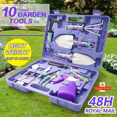 10PCS Garden Tools Set Boxed Non-Slip Stainless Steel Lightweight Handle Garden Weeding Kits Gift Garden Tools Weeding Digging