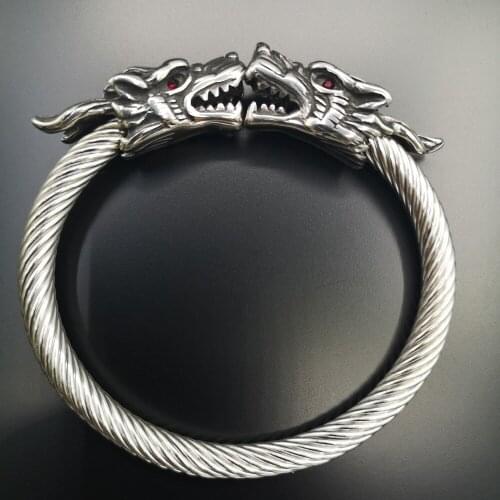 2019 New Viking Wolf Mens Stainless Steel Bracelet Mens Jewelry Nordic Viking Wolf Head Ornament Bracelet Bracelet