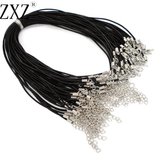 Wholesale Lot 50pcs 2mm Round Black Genuine Real Leather Cord Pendant Necklace for Men Women Jewelry Making Findings