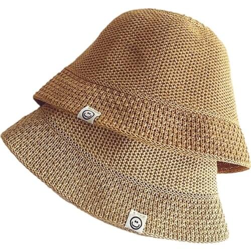 MAXSITIU Children Breathable Cotton Knitting Bucket hat Girl Concise Solid Smiling Facen Fisherman Basin Cap Fashion Kids Hats