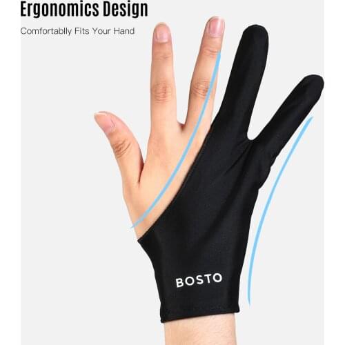 Two-Finger Free Size Drawing Glove Artist Tablet Drawing Glove for BOSTO/UGEE/Huion/Wacom Graphics Drawing Tablets