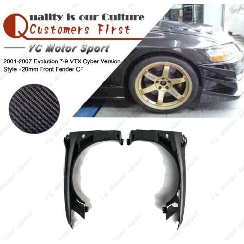 Carbon Fiber VTX Cyber Version Style +20mm Front Fender Fit For 2001-2007 Evolution 7-9 EVO 7 8 9 Front Fender Cover