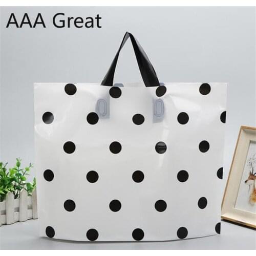 50Pcs/Lot Supermarket Shopping Bag Plastic Bags Handle Snack Boutique Clothing Milk Tea Packing Dots Christmas Clothes Pouches