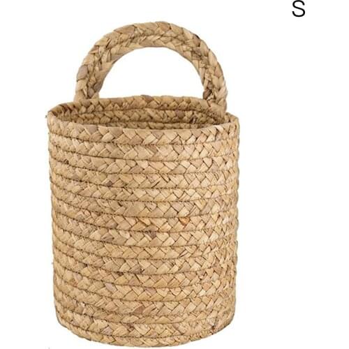 Cattail Woven Hanging Basket Baskets For Planters Woven Rattan Wicker Garden Wall Decoration Wall-mounted Basket Storage Rack