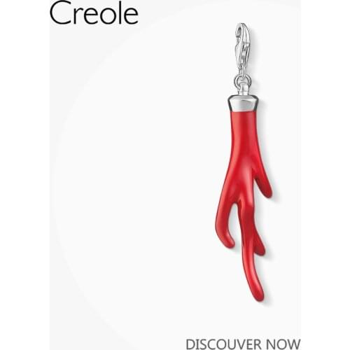 Red Coral Charm Pendant,2019 Winter Fashion Brand New Trendy Jewelry Real 925 Sterling Silver Vibrant Accent Gift for Women Men