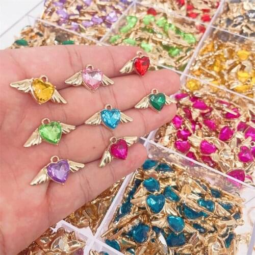 10Pcs/Set Colorful Love Cute Charm Fashion Design Angel Wing Pendant For Jewelry Making Supplies DIY Accessories Wholesale