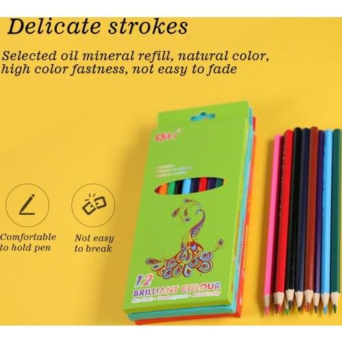 Qili Childrens Colored Pencil Set Poplar Drawing Special Colored Pen Set For Drawing 12 Color Colored Pencils For School Kids