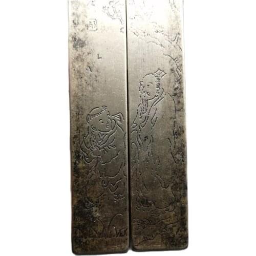 Early collection of the four treasures of the study pure copper antique small pressure ruler figure copper ruler