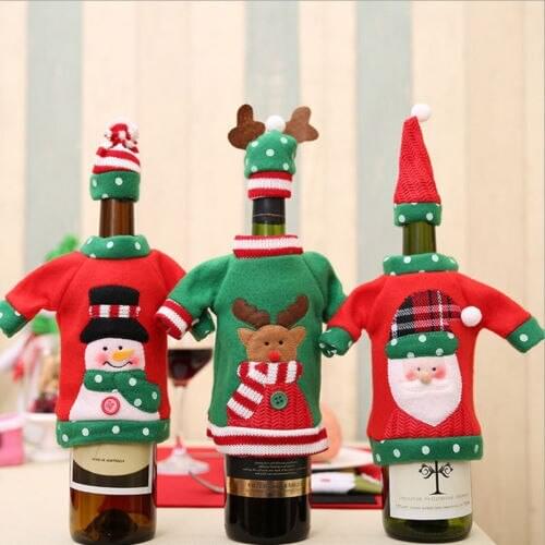 2Pcs 2019 Christmas Wine Bottle Covers Christmas Party Decorations Home Gift Champagne Holders Xmas Gift Bag Home Decor