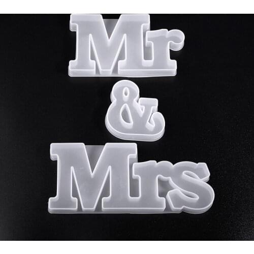 Silicone Letter Shape Mold Mr & Mrs Sign Silicone Resin Casting Mold Jewelry Making Epoxy Mould Craft DIY Wedding Decoration