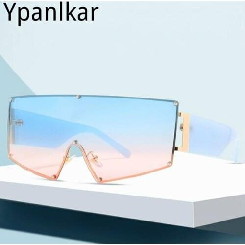 New Conjoined Piece Sunglasses, Big Frame Eye Protection Sunglasses Personality Versatile Sunglasses for Men and Women