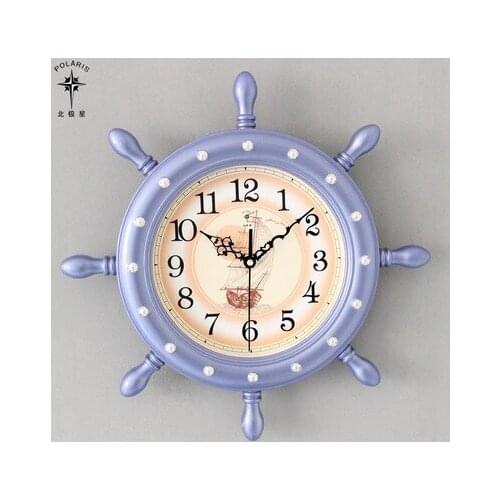 Mediterranean personality creative wall clock Polestar silent fashion living room boat rudder household modern electronic quartz