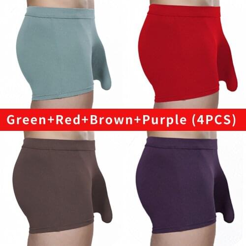 4PCS/LOT Mens Underpants Boxer Breathable Male Pants Gay Sexy Underwear Cueca Tanga Hombre Calzoncillo U Convex For Gay