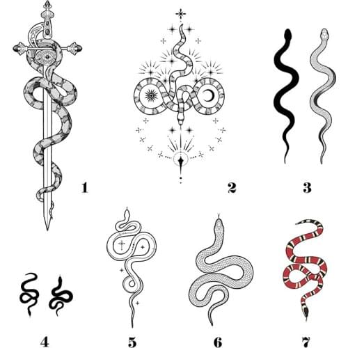 38MM×126MM snake value combination tattoo stickers waterproof men and women long lasting dark goth
