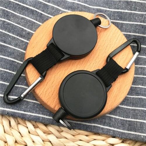 Retractable Plastic Thick Rope Trinket Keychains High Elastic Tension Telescopic Key Chain Ring ABS Easy Pull Buckle Carabiner