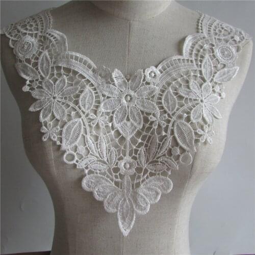 High quality white Embroidered Lace Collar Neckline Venise Applique Embroidery Sewing on Patches Sewing Fabric Accessories YL87
