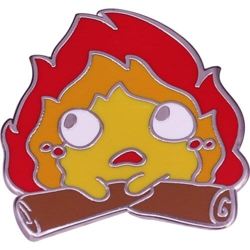Calcifer Log Badge Inspired From Studio Ghiblis Howls Moving Castle