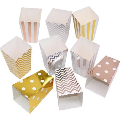 Gold Silver Cardboard Popcorn Box Wedding Birthday Party Favors Baby Shower Birthday Party Food Box