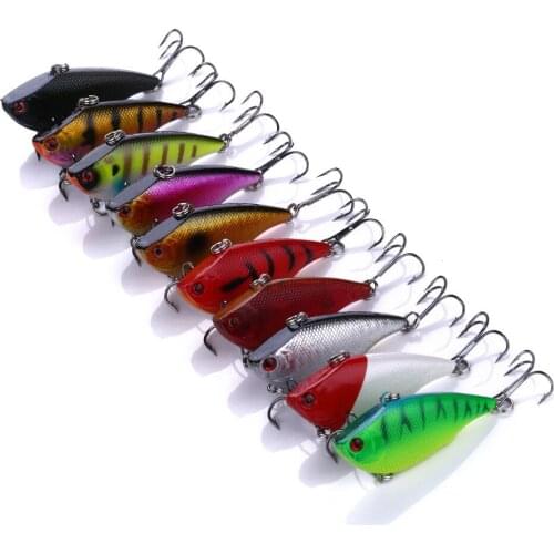 10PCS 6CM 10G Hard Fishing Lure VIB Hook Fishing Sinking Vibration Crank Baits Lifelike Hard Fish Wobbler Pesca