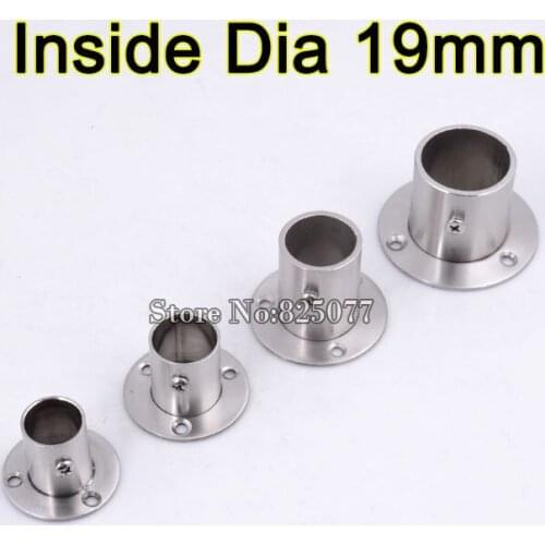 4 PCS Stainless Steel Flange Closet Rod Flange Socket Inside Dia 19mm Pole Fixed Base Accessories KF797