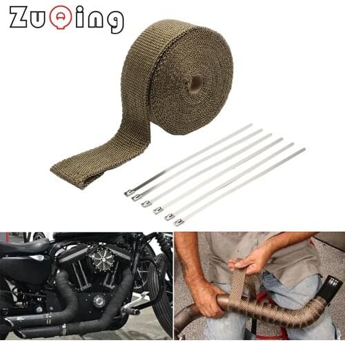 5cm*5M Exhaust Heat Wrap Thermal Tape Fiberglass Heat Wrap Manifold Insulation Roll Resistant with Stainless Ties