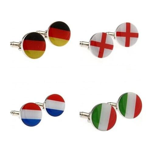 50pairs/lot CUSTOMIZE National Flag Cufflinks Copper Enamel Flag of Switzerland Italian Dutch German Flag Cufflink Wholesale