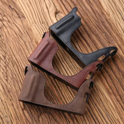 AYdgcam Vintage X100V Case Handmade Genuine Leather Camera case For Fujifilm X100V Camera Bag Half Cover Case
