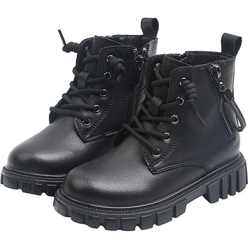 Unisex-Child Fashion Autumn Winter Martin Boots Toddler Little Big Kids Side Zipper Ankle Combat Boots Boys Girls Warm Shoes