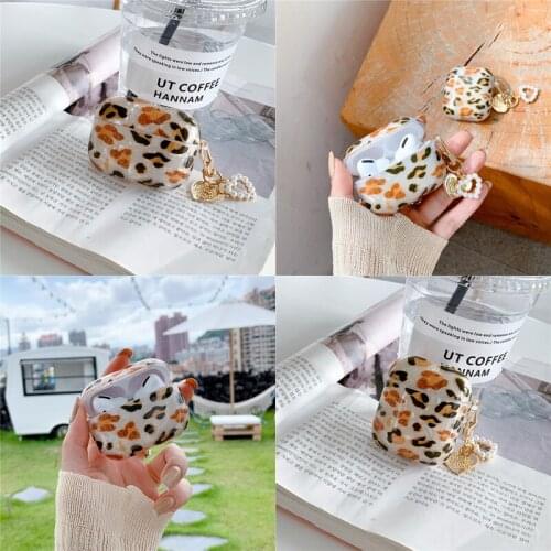 For AirPods 2/1 Pro Case Luxury Leopard Pearl Case for Apple Airpods 1 2 Pro Soft TPU Bracelet Chain Earphone Case Accessories