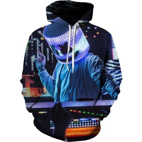 DJ musician 3d printing custom couple hoodie autumn and winter casual hoodie hip hop street sports mens hoodie made in China