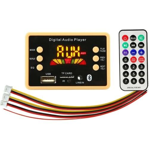 Quality Bluetooth 5.0 MP3 Decoder Board Module with Display 12V Car USB MP3 Player WMA WAV TF Card Slot /USB / FM with Remote Co