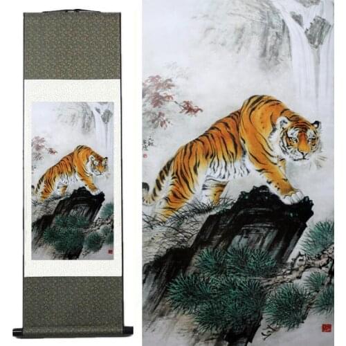 Tiger silk art painting Chinese Art Painting Home Office Decoration Chinese tiger picture