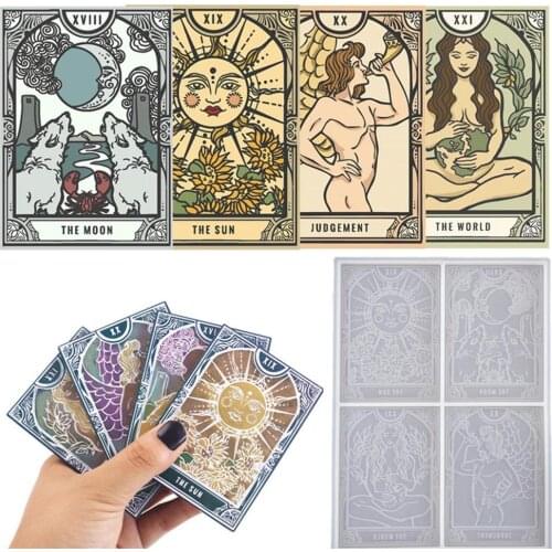 Tarots Game Cards Epoxy Resin Mold Divination Silicone Mould DIY Crafts Ornaments Home Decorations Casting Tools