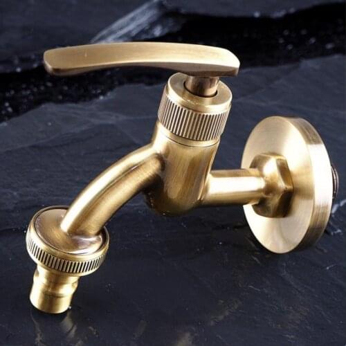 1PC High Quality Antique Brass Tap Faucet Garden Bibcock Washing Machine Faucet Outdoor Faucet Single Cold Tap