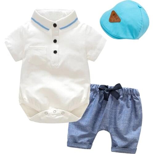 Summer Newborn Clothing Sets Romper Jeans Shorts Hat Boys Outfits Cotton Elegant Baby Uniform Casual Children Outfits Clothes