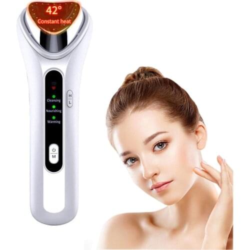 Ultrasonic Face Lifting Warm Hot Therapy Massager Sonic Ion Vibration Clean Moisturize Wrinkle Removal Skin Tightening Device