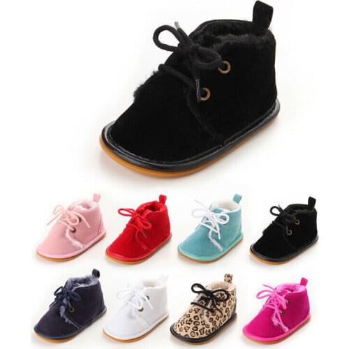 2019 New Cute Warm Baby Shoes Newborn Baby Boy Girl Booties Soft Sole Snow Boots Winter Warm Fur Crib Shoes